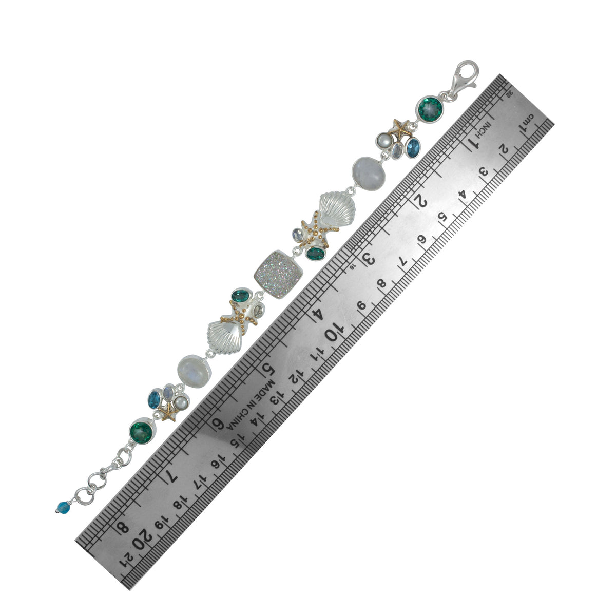 Exquisite Sealife Bracelet with Gemstones and Druze