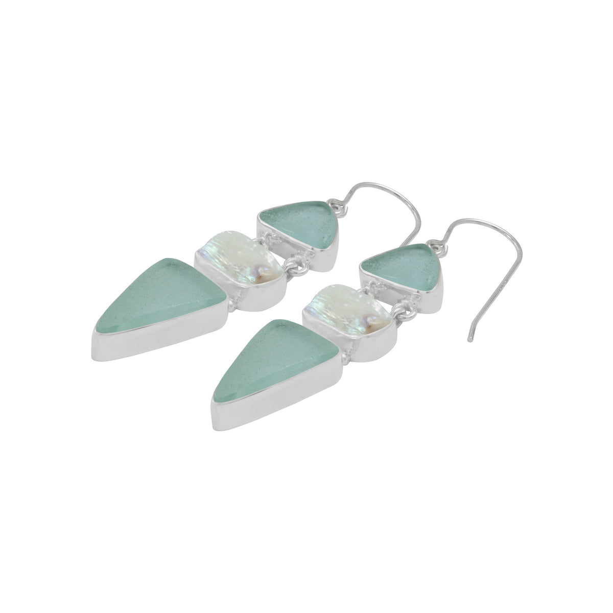 Exceptional Sea Glass and Pearl Earrings