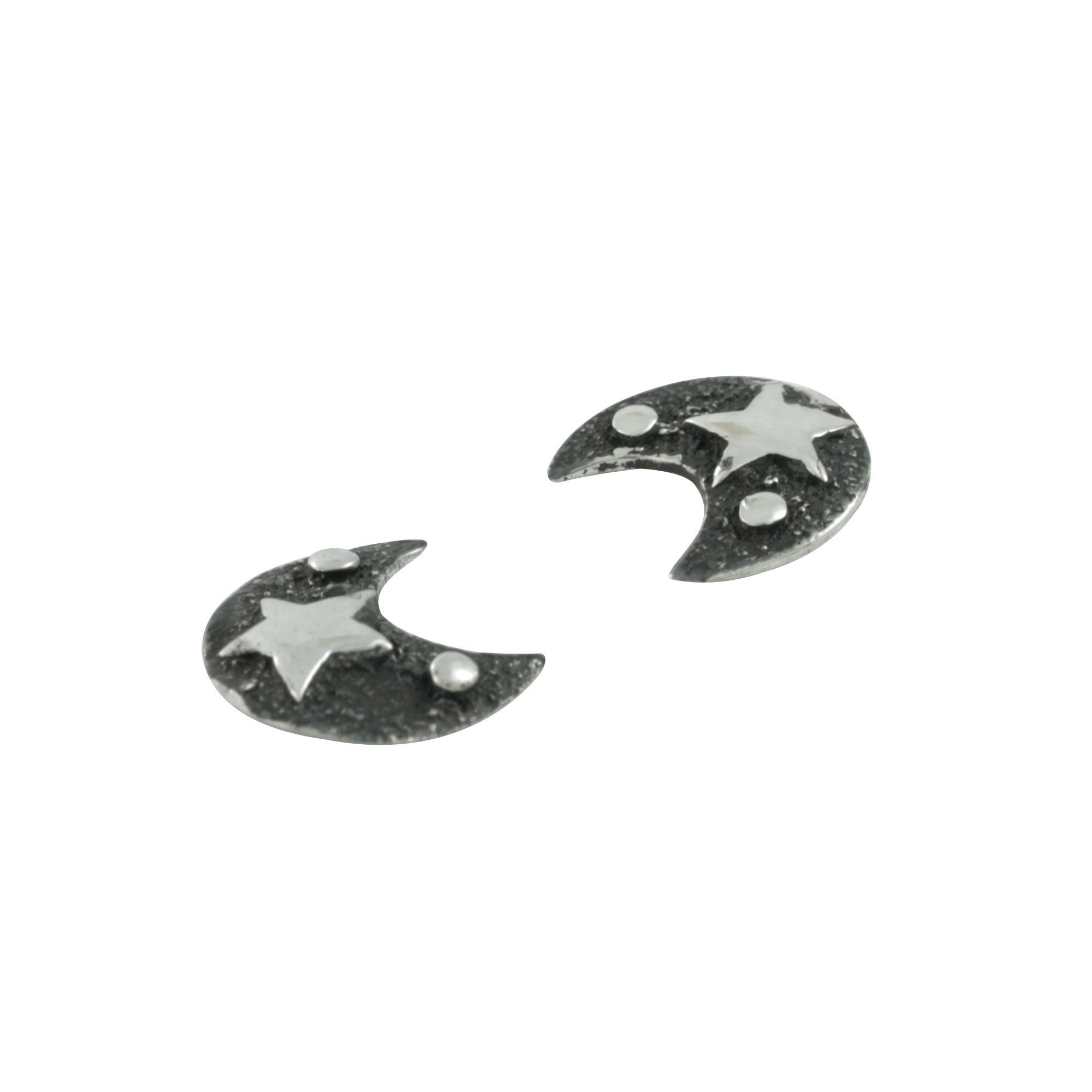 Moon Stud Earring With Silver