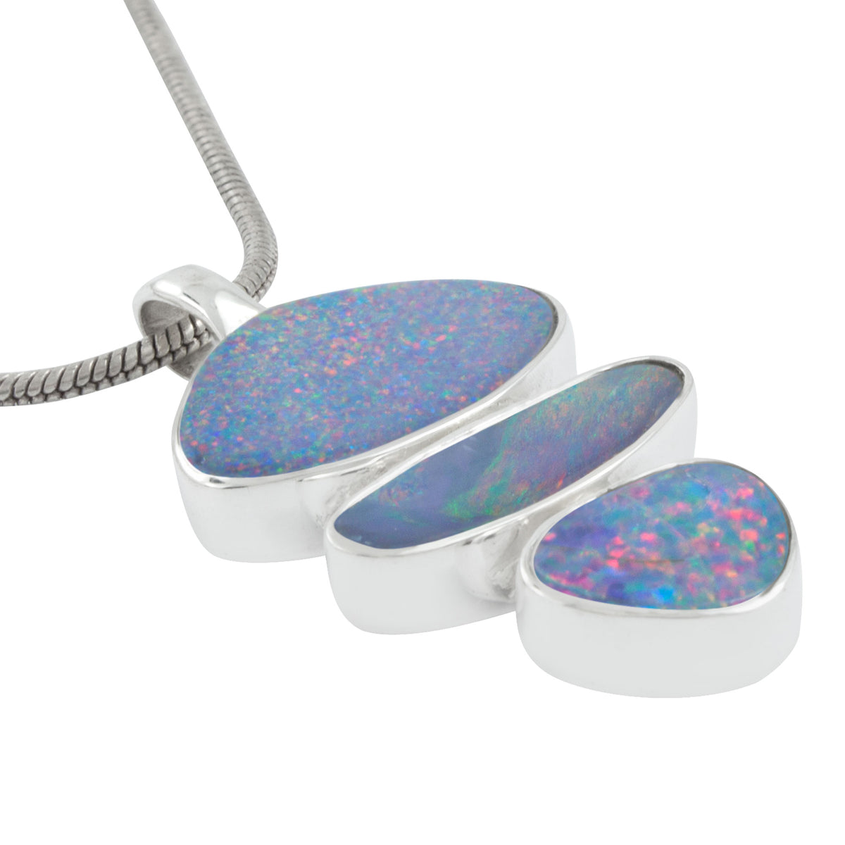 Silver Pendant With 3 Free Form Opal