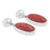 Silver Earring With Pearl Round & Sponge Coral Oval Drop