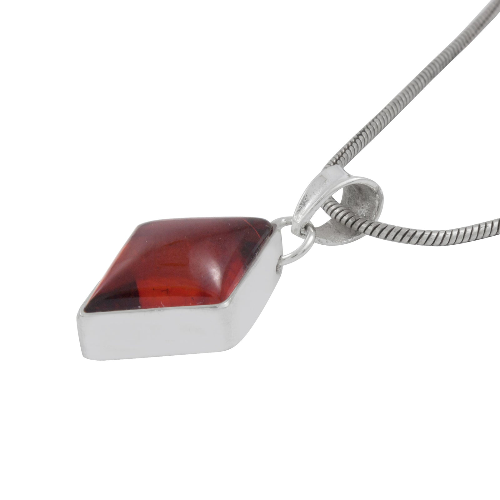 Silver Pendant With Amber Diaomond Stone
