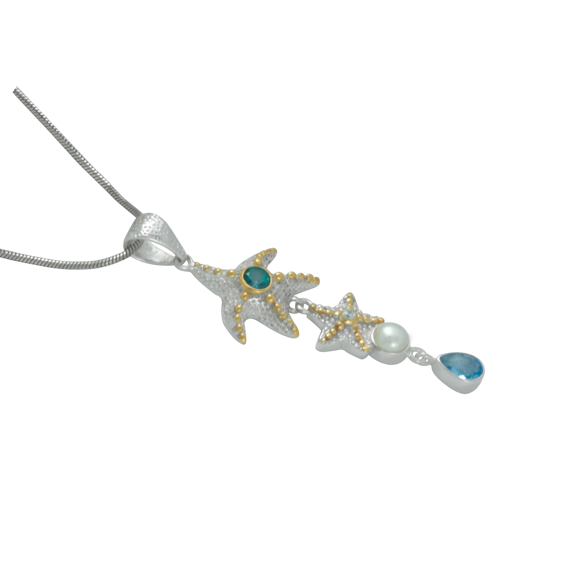 Starfish and Blue Topaz SIlver pendant