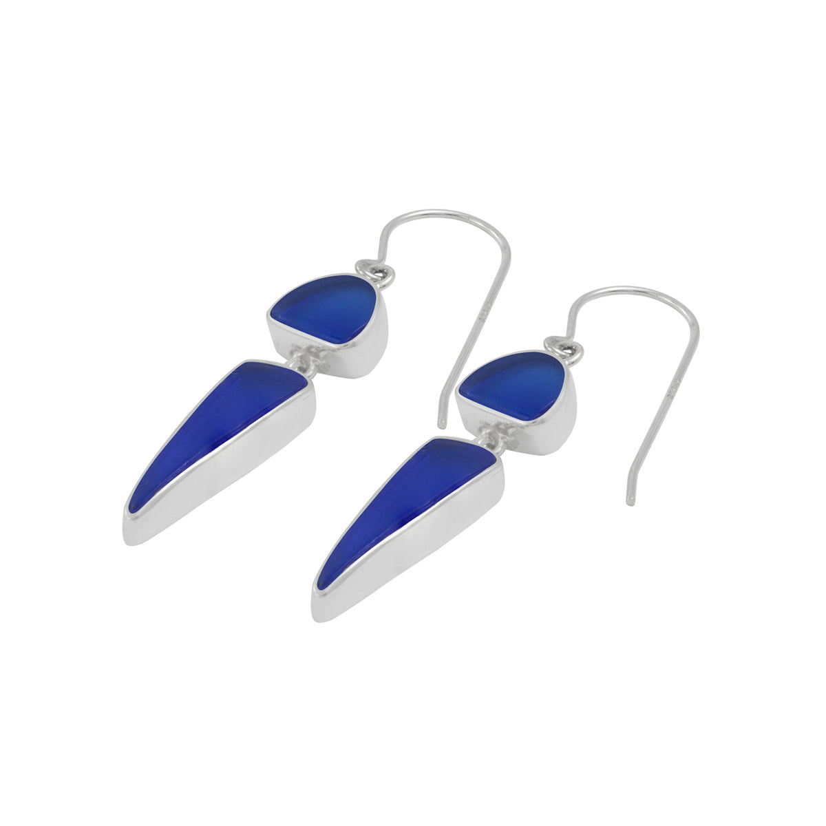 Silver Earring With Sea Glass Drop