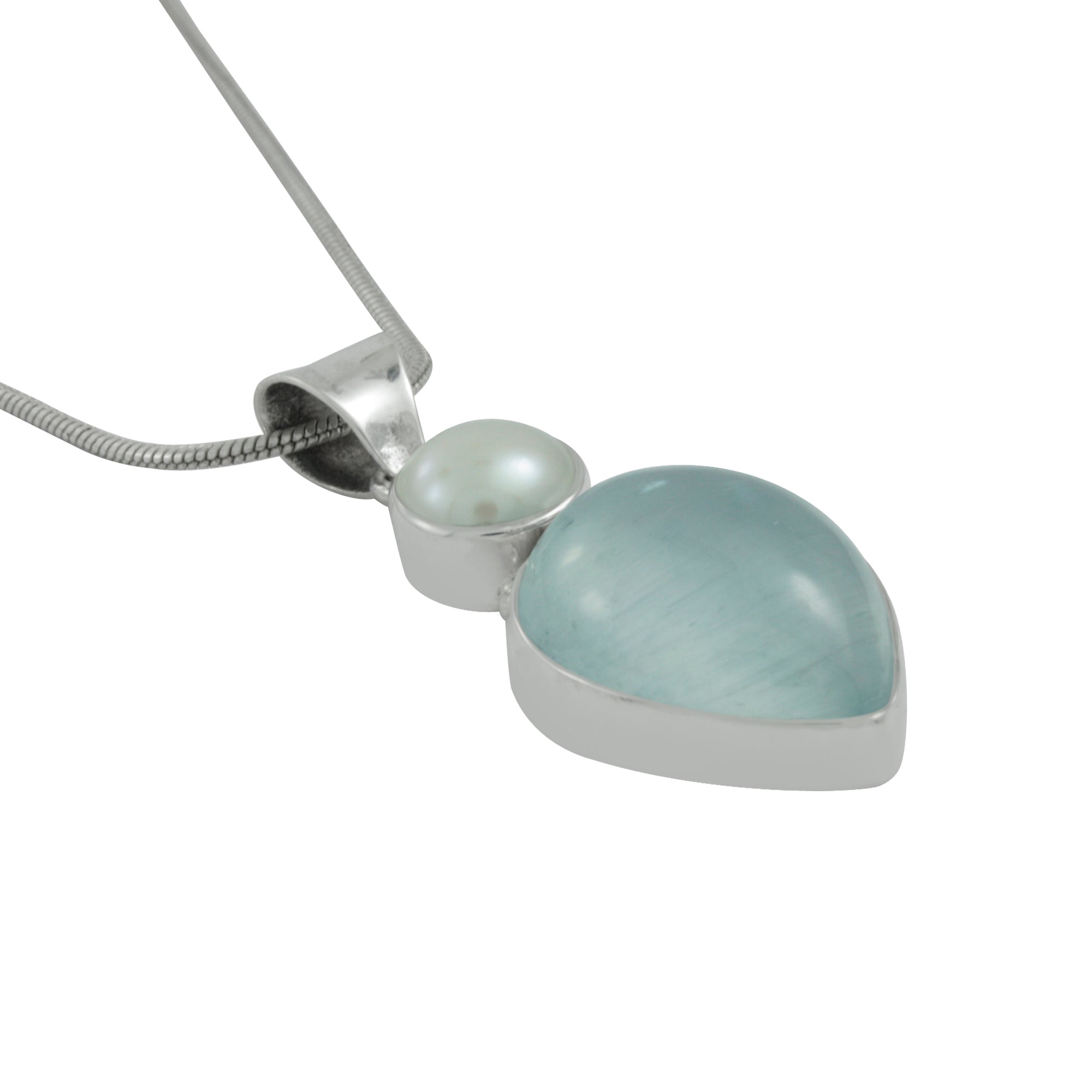 Gorgeous Caribbean  blue Pendant with Selinite and Pearl