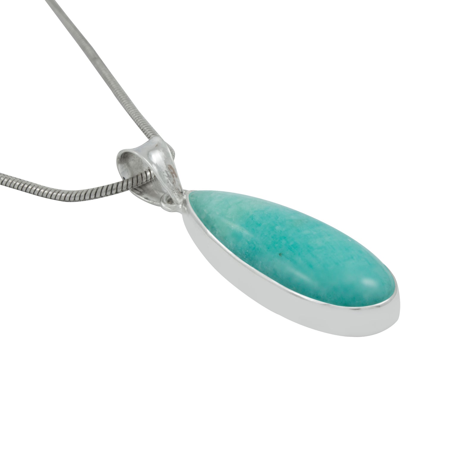 Silver Pendant With Amozonite Pear Stone