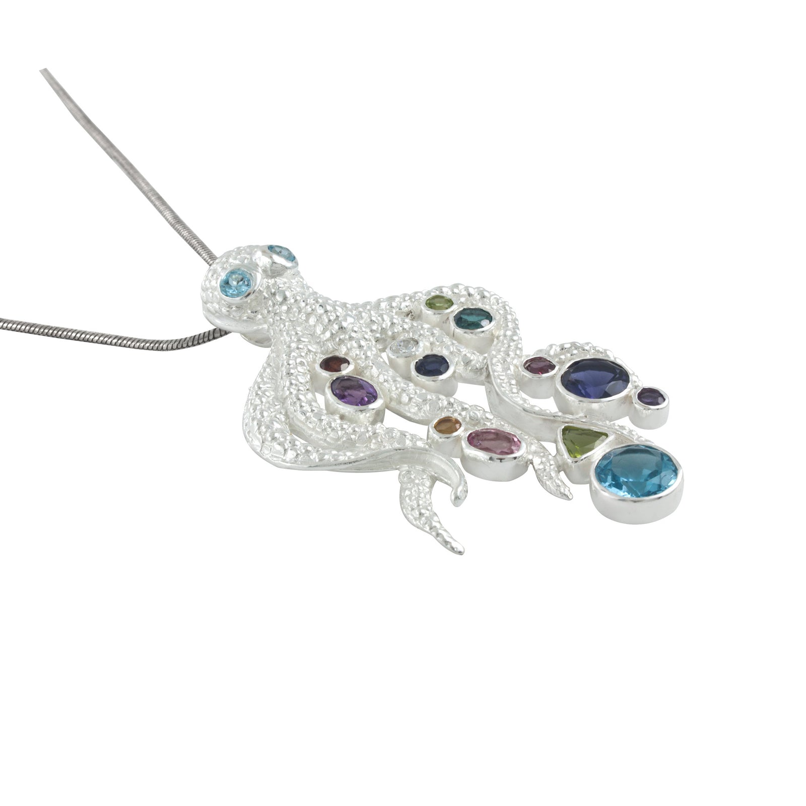 Exquisite Octopus Pendant with Cascading Gemstones