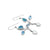 Contemporary Earring depicting a silver branch with Australian opal and blue topaz