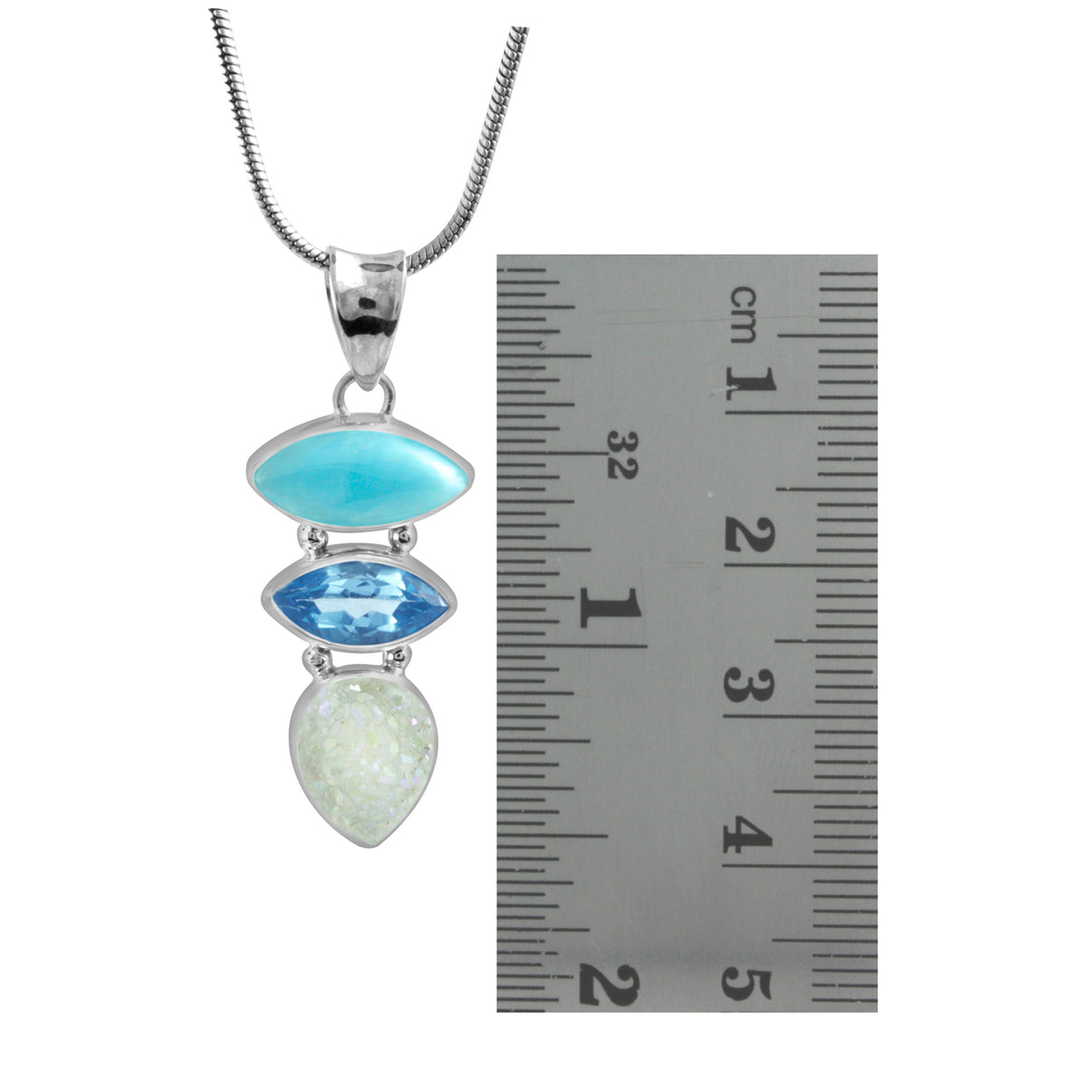 Gorgeous Larimar Blue Topaz and Druzy Pendant