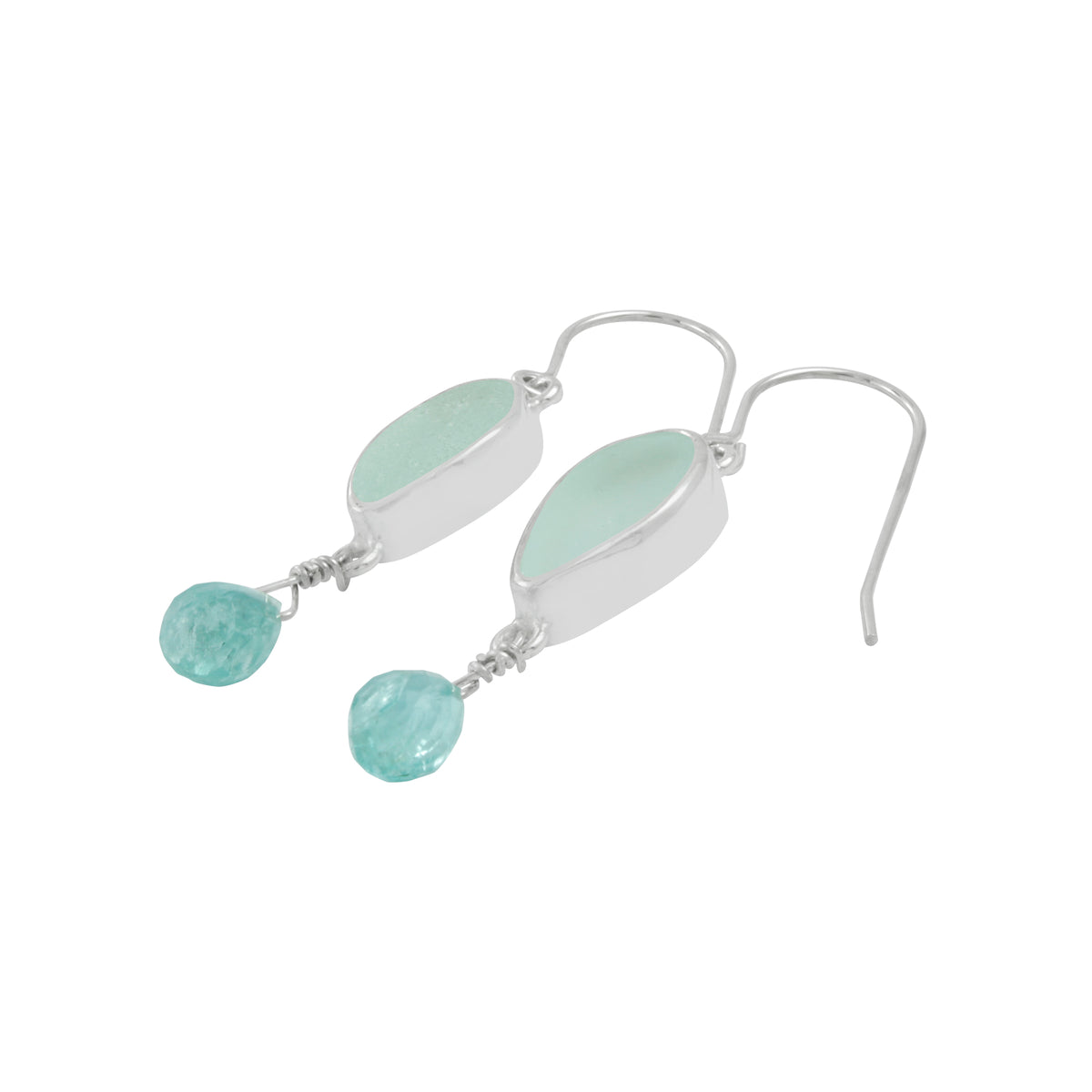 Charming Sea Glass Earring with Blue Topaz drops
