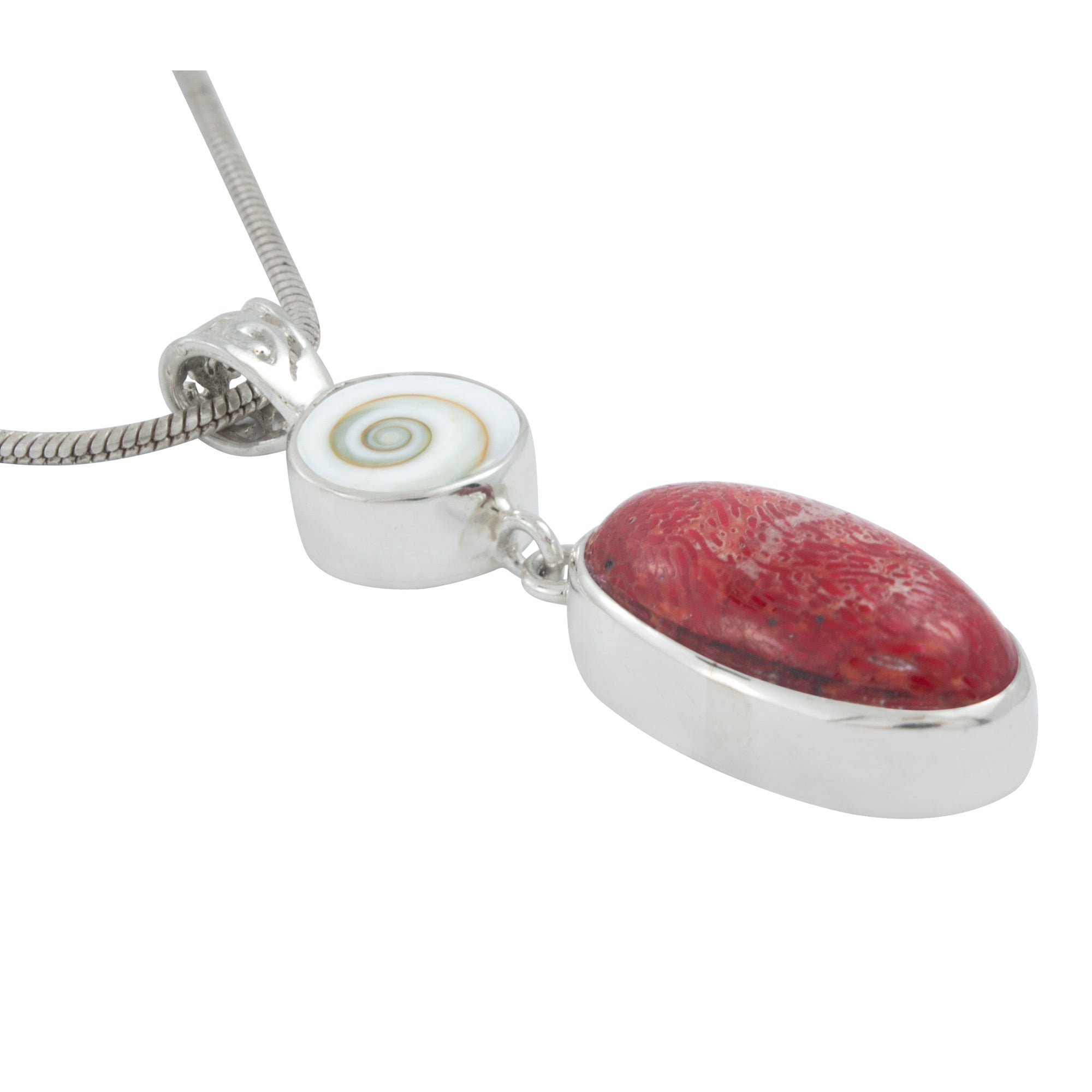 Red Coral and Eye of Shiva Pendant