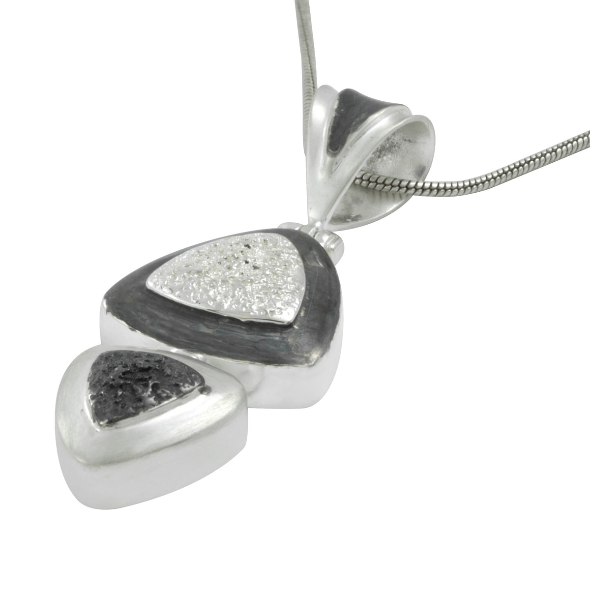 Silver Pendant With  2 Texture Component Triangle
