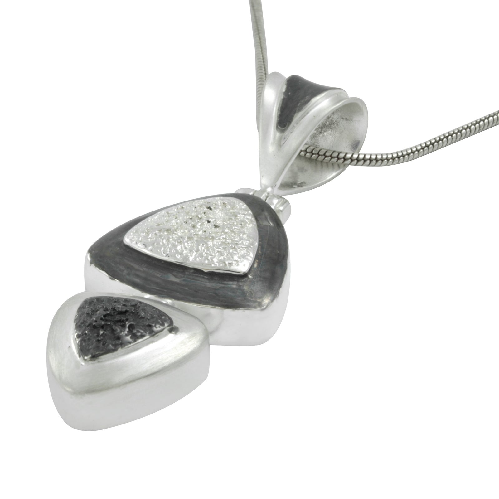 Silver Pendant With  2 Texture Component Triangle