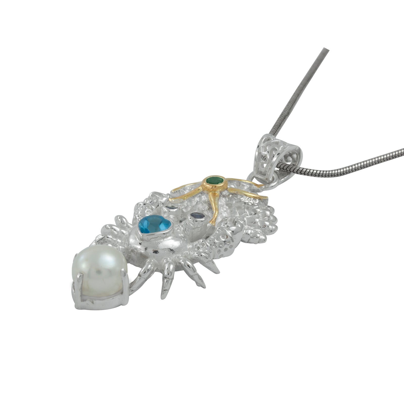 Transform your Style with this Exquisite Blue Topaz and Pearl Sterling Silver Pendant