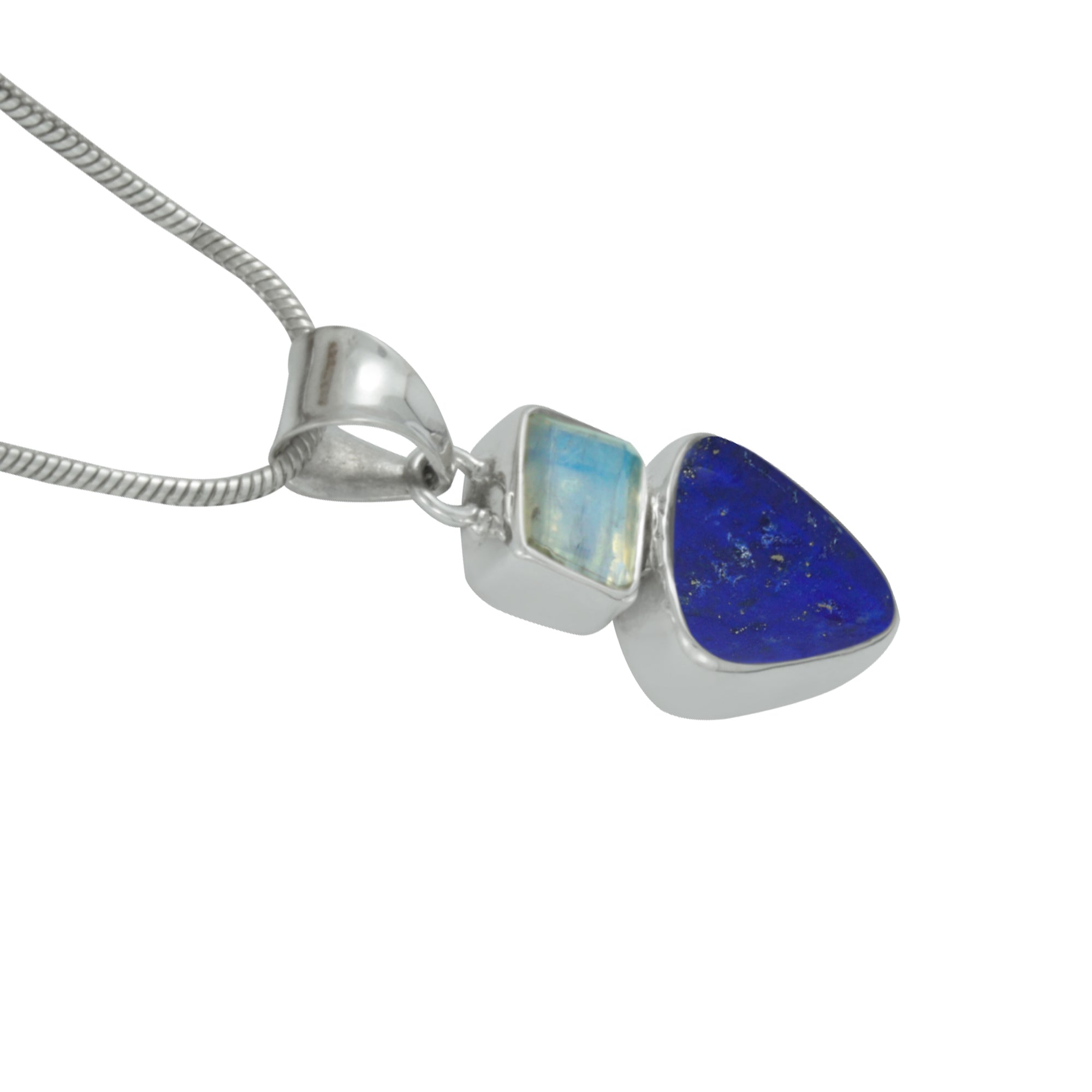 Every Day Elegance  featuring this Rainbow Moonstone and Lapis Lazuli sterling silver pendant