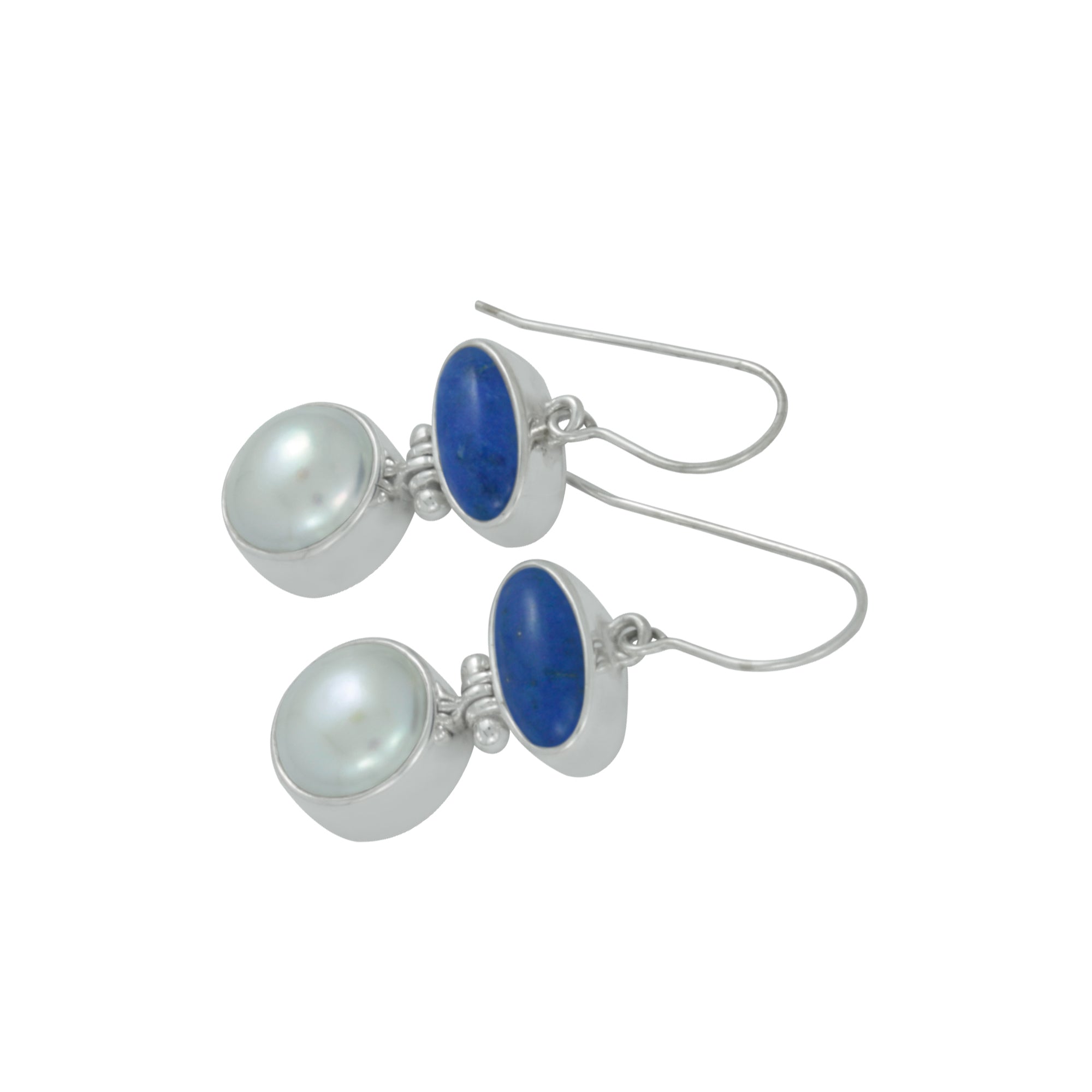 Every Day Elegance featuring Lapis and Pearl sterling silver earring
