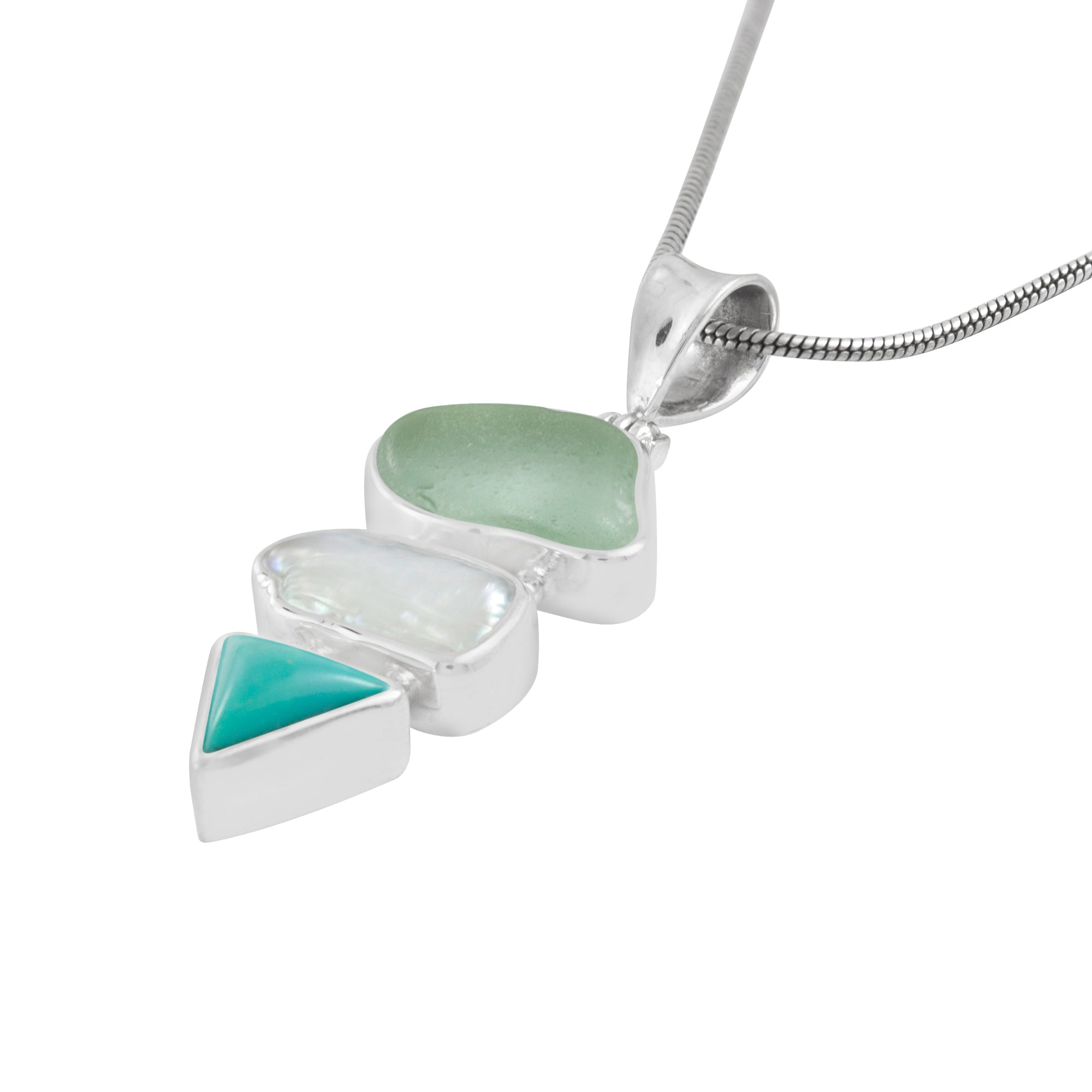 Turqoise and Aqua Sea Glass Pendant