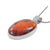Silver Pendant With Amber Free Form Oval Large Stone