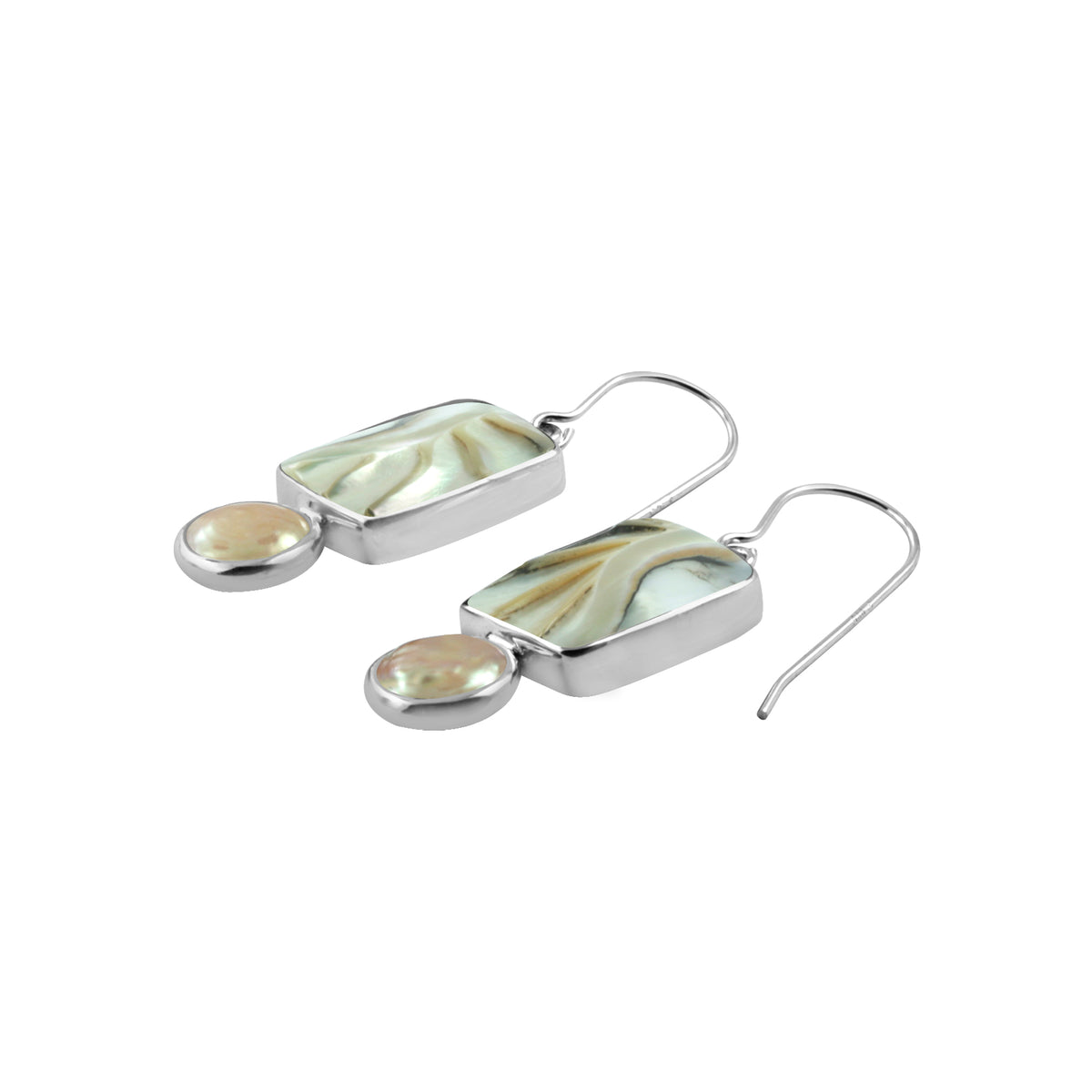 Shimmering Nautilus Shell Earring with Peach Pearl