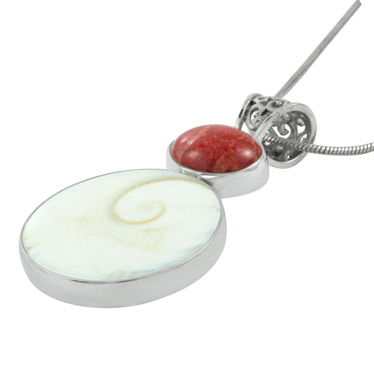 Coral &amp; Spiral Shell Pendant