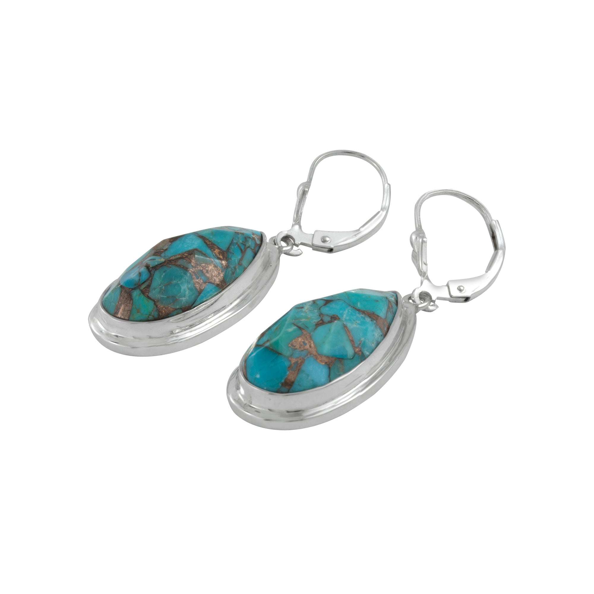 Silver Earring With Turqouise Mosaic Facet
