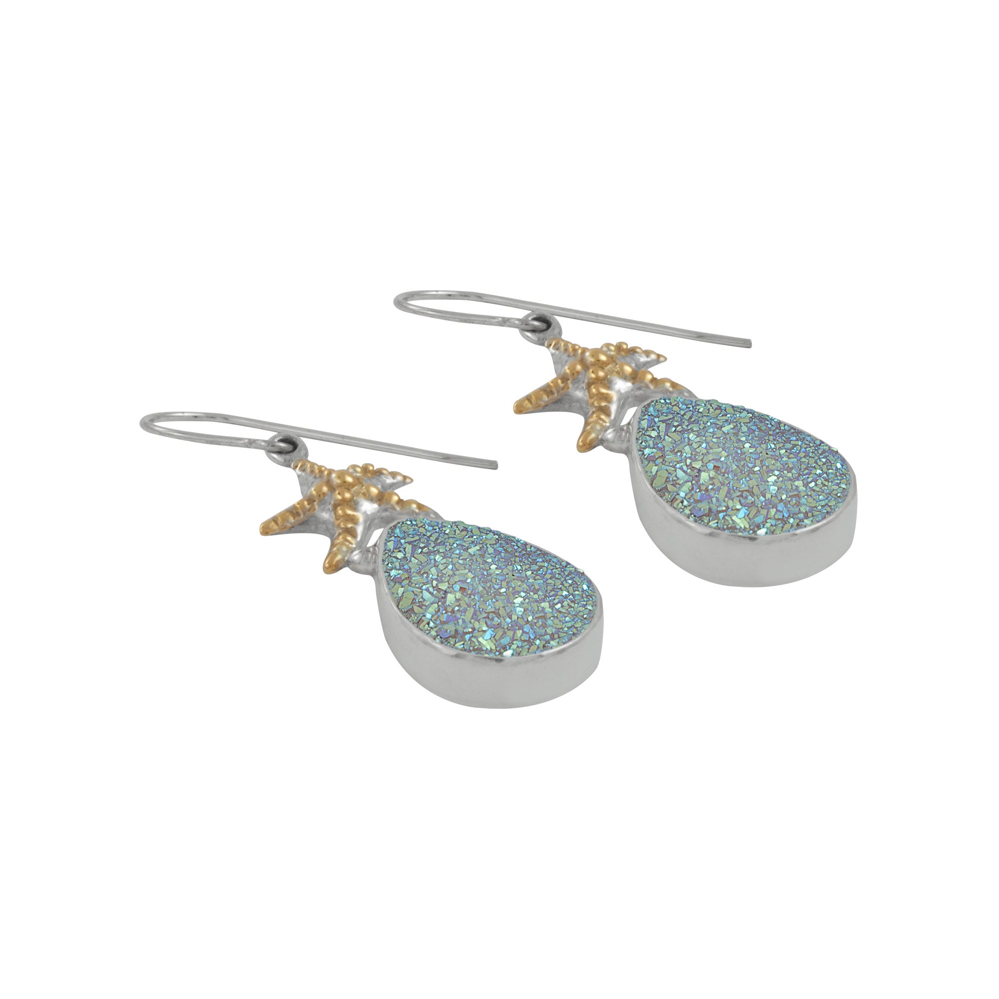 Silver Starfish Druze earring dazzling sparkle gives this Druzy earring a sensational shimmer
