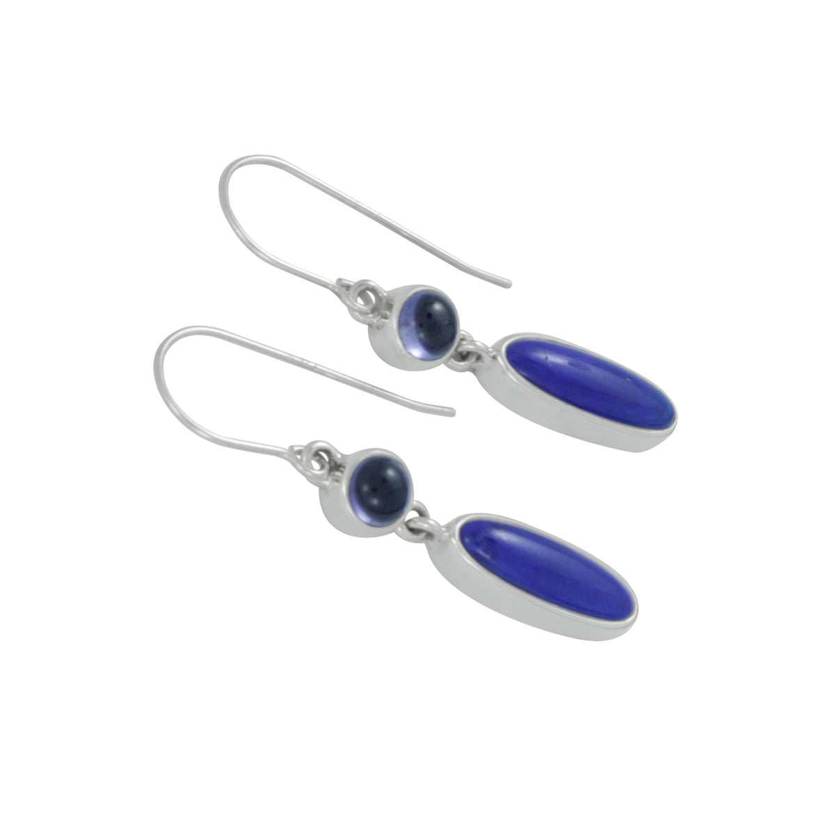 Simple yet Elegant Iolite And Lapis Silver Earrings.
