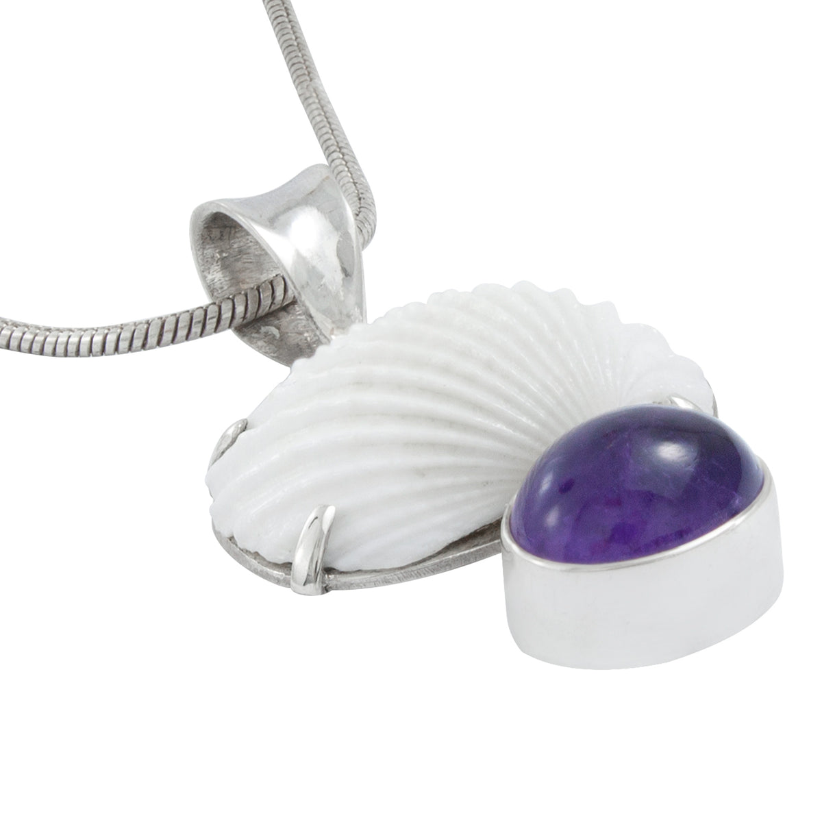 Sea Shell &amp; Ameythyst Pendant