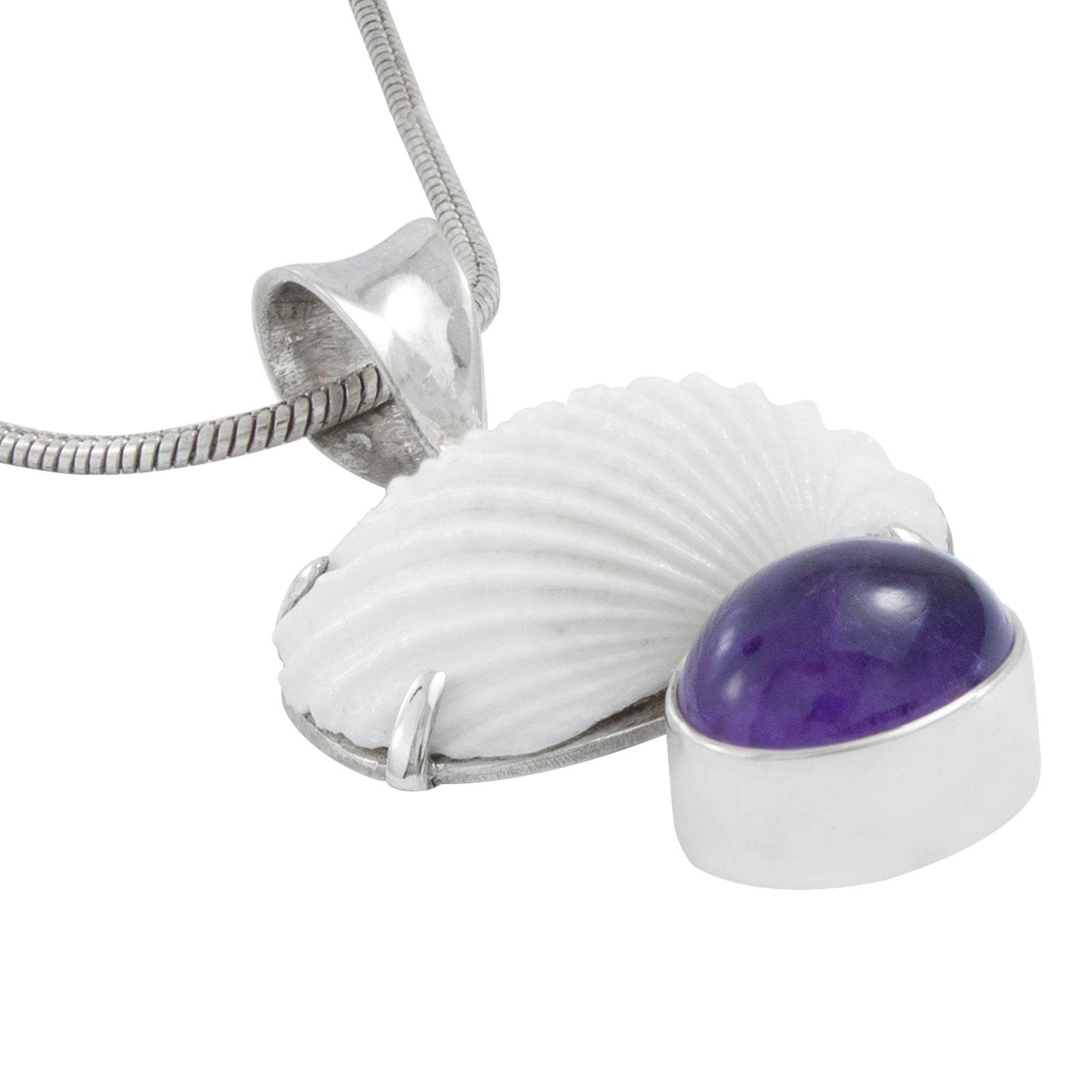 Sea Shell & Ameythyst Pendant