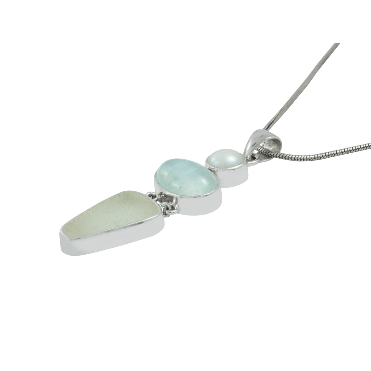 Gorgeous Sea Glass Pendant with Blue Selinite