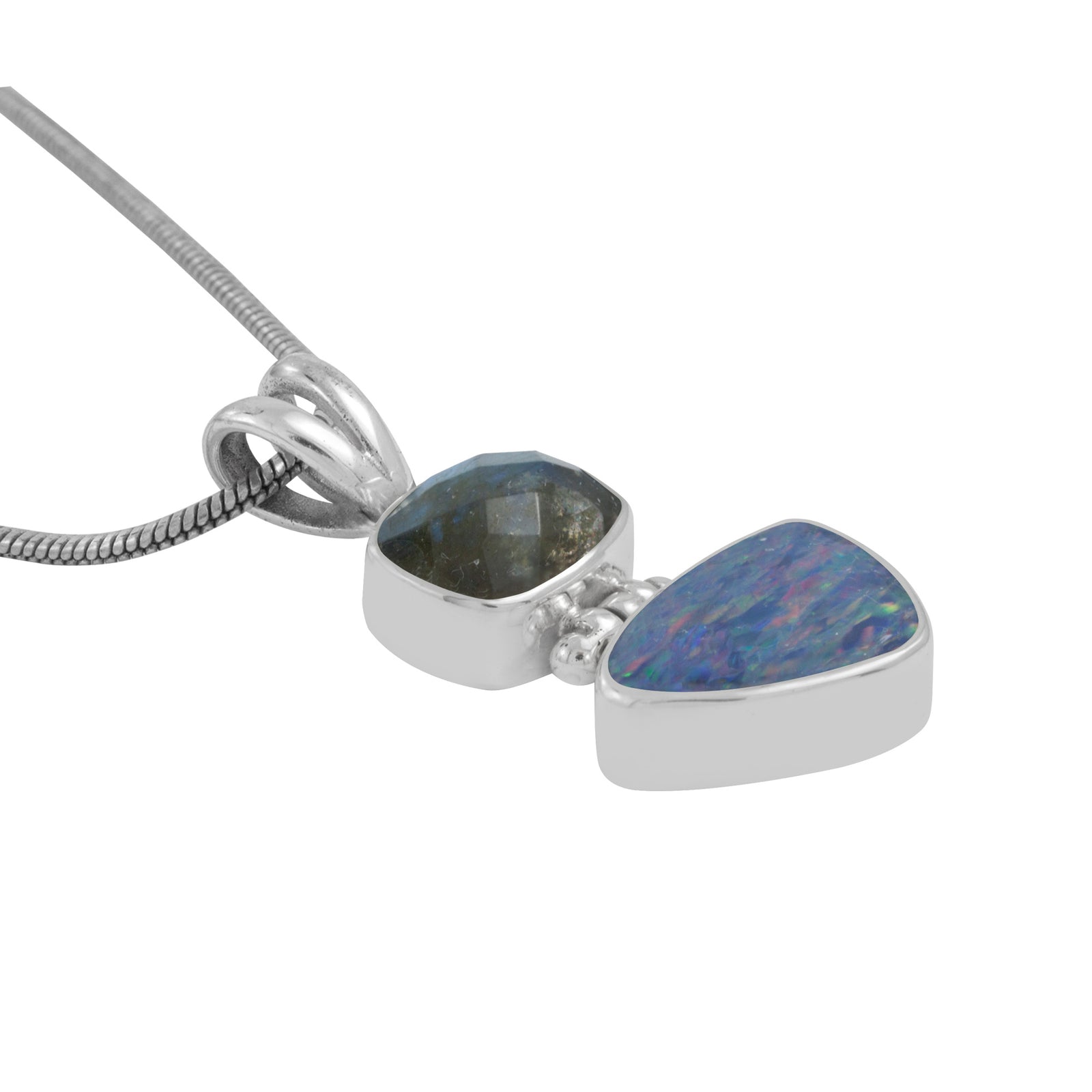 Laboradite & Opal Pendent