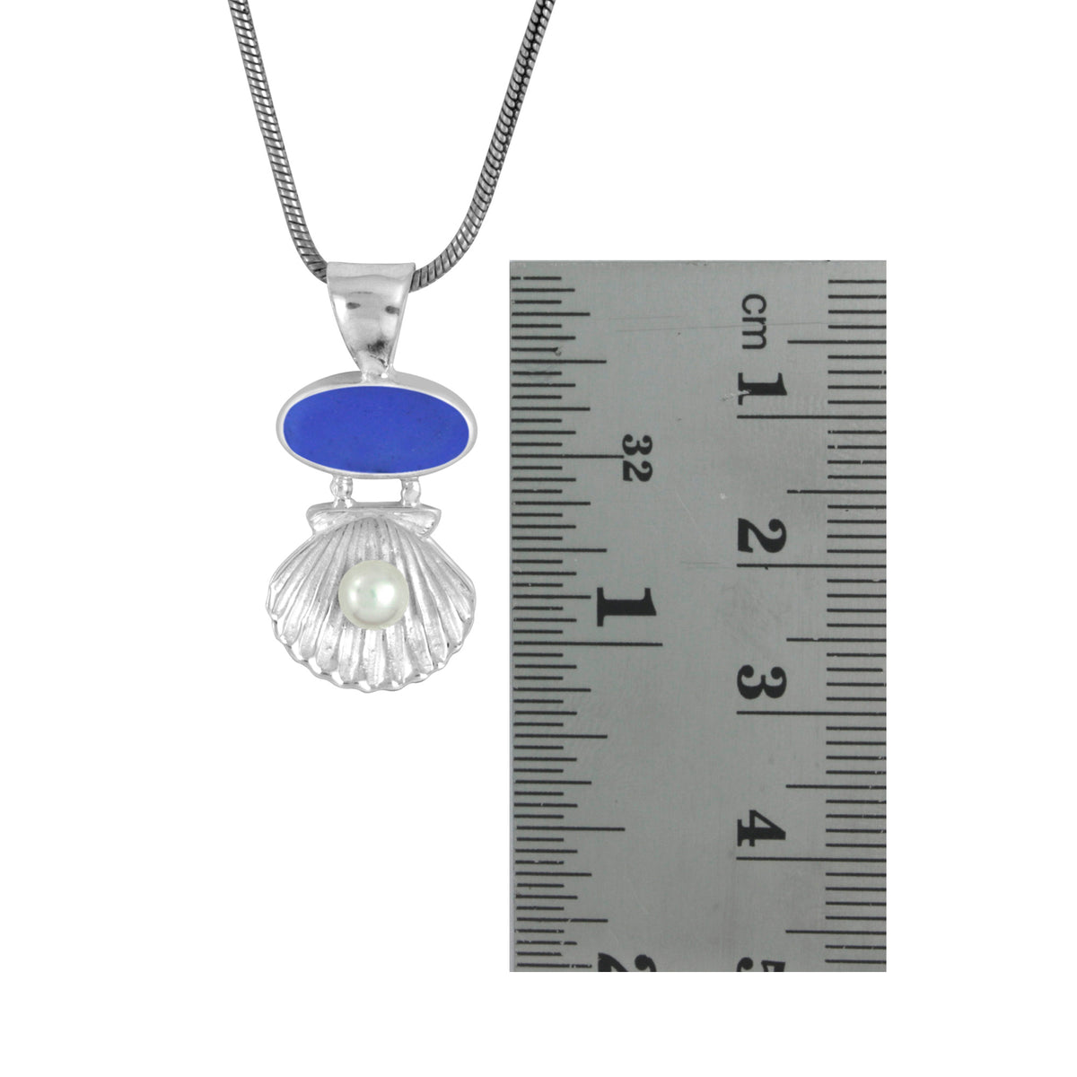 Sea Glass Shell Pendant with Pearl Treasure