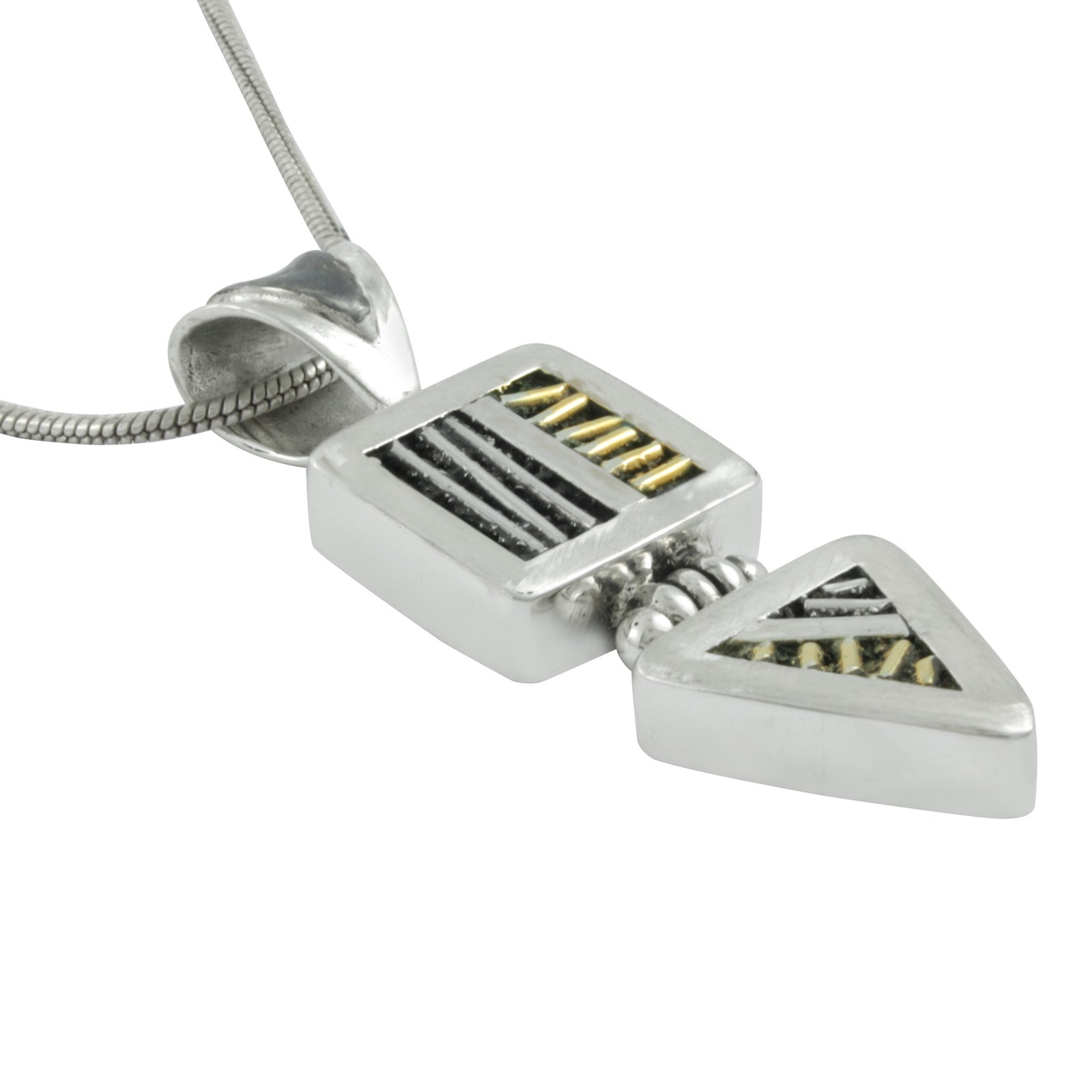 Silver Pendant With Texture Sqare & Triangle Component
