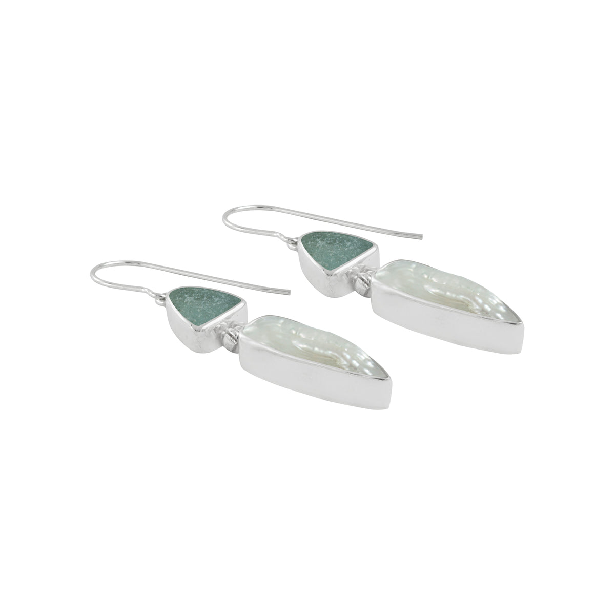 Sea Glass And Pearl Earring