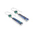 Silver Earring With Green Quartz Rounf Facet With Paua Rectangle Drop