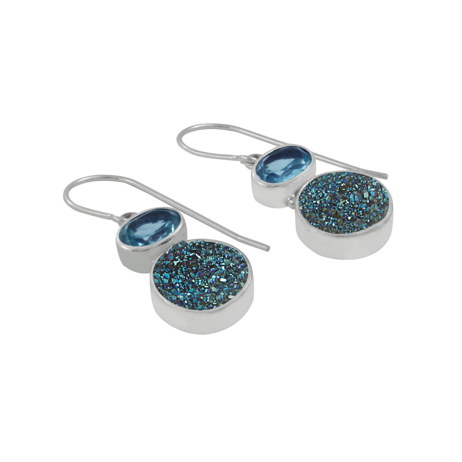 Blue Topaz & Druzy Earring