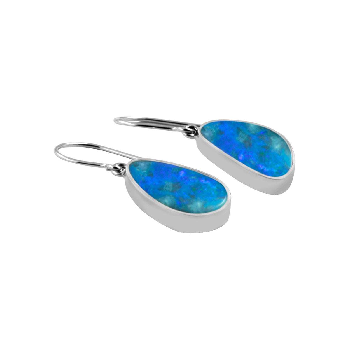 Silver Earring With Free Form Opal