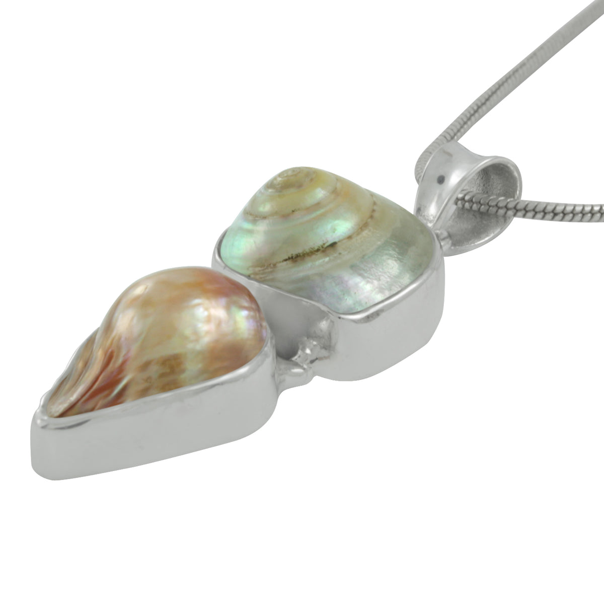 Silver Pendant With Shell Malabar Turbo &amp; Pearl Wongky Gold