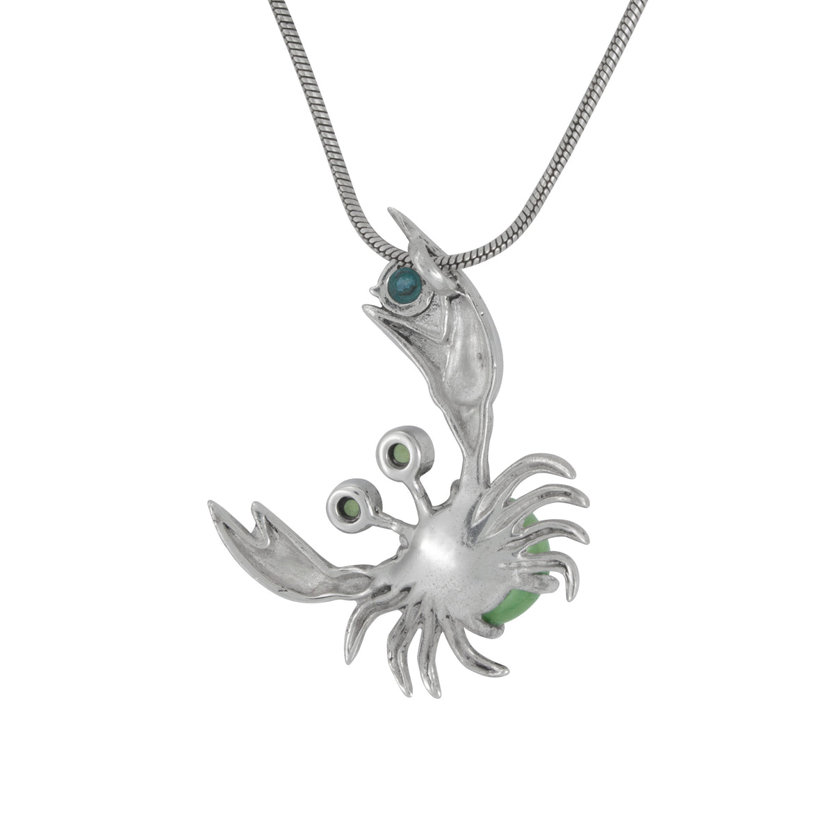 Silver Pendant Crab Omponent With Pearl, Peridot &amp; Green Quart Round Facet