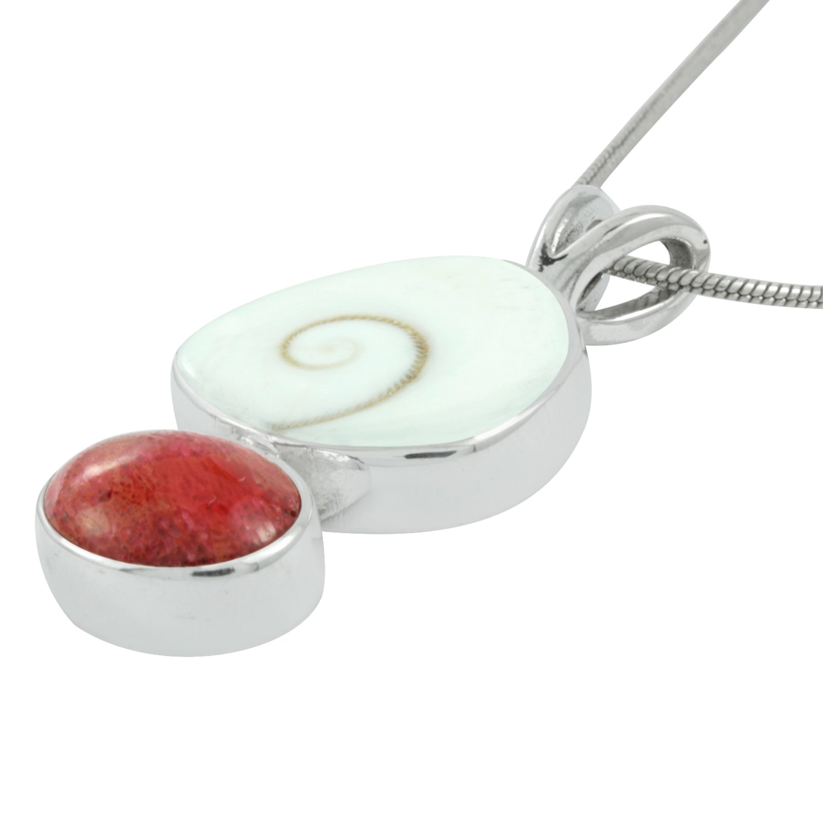 Coral & Shiva Shell Pendant