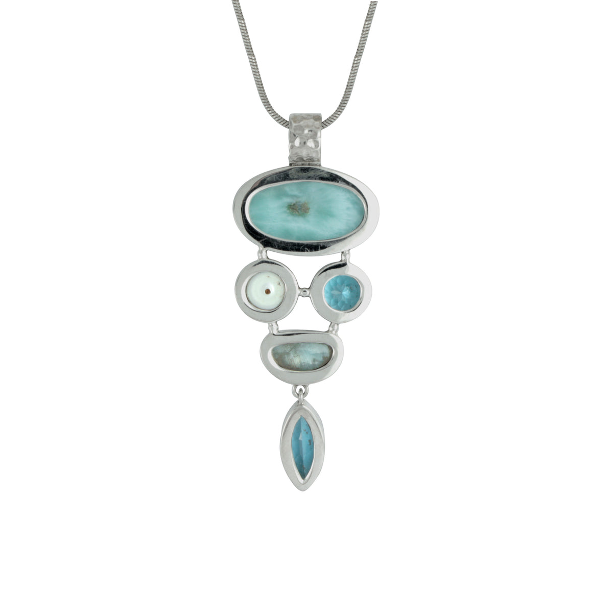 Stunning Larimar &amp; Blue Topaz Pendant
