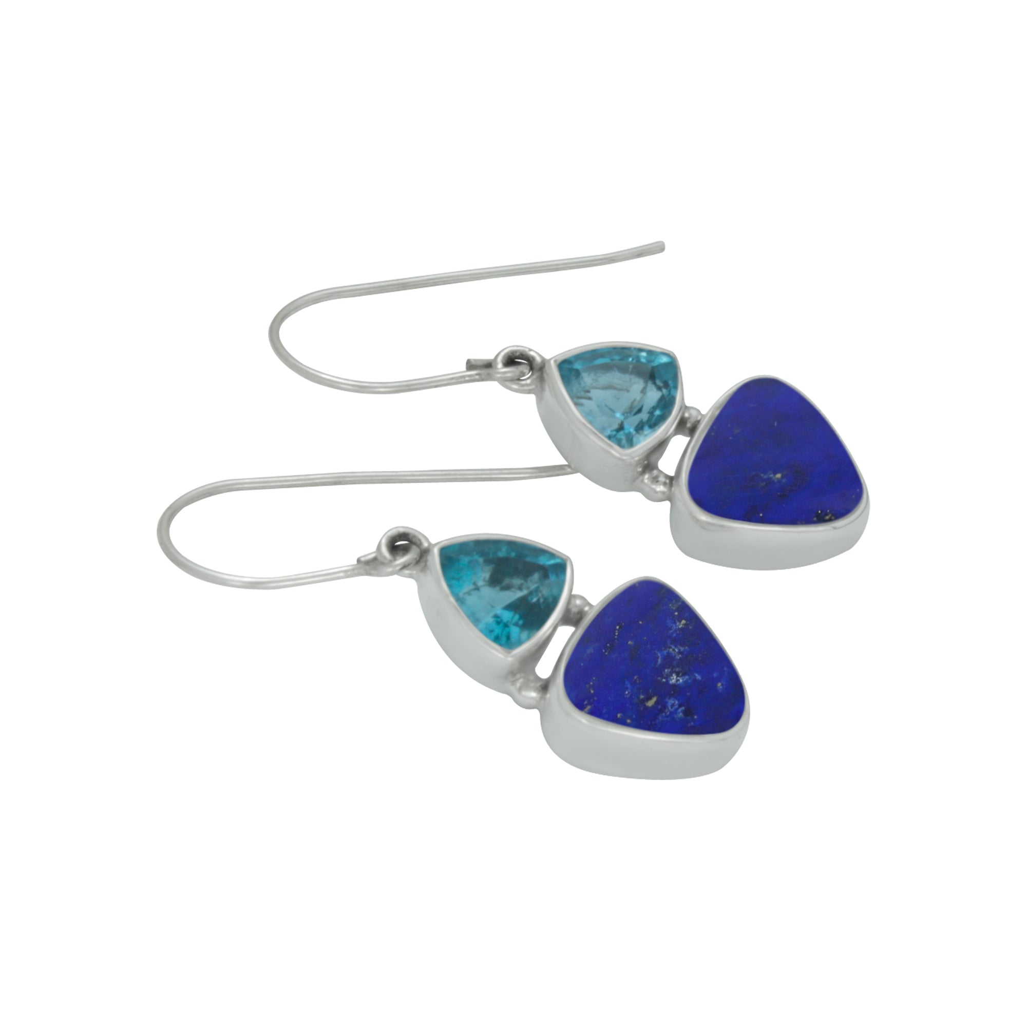 Silver Earring With Blue Topaz & Lapis