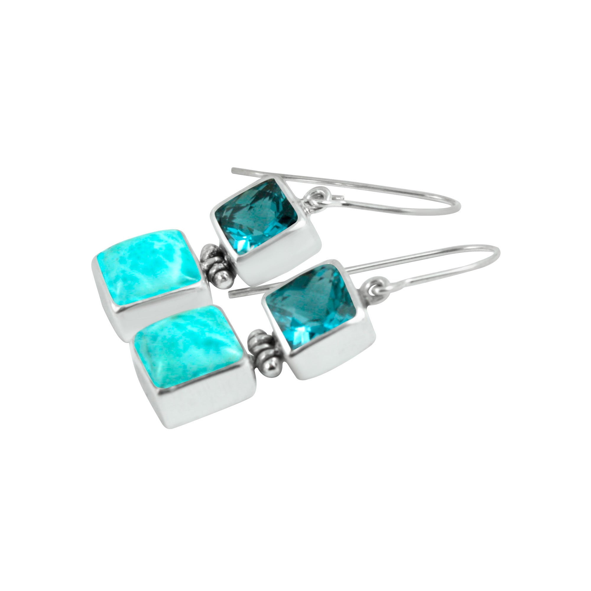 Stunning London Blue Topaz and Larimar silver earring