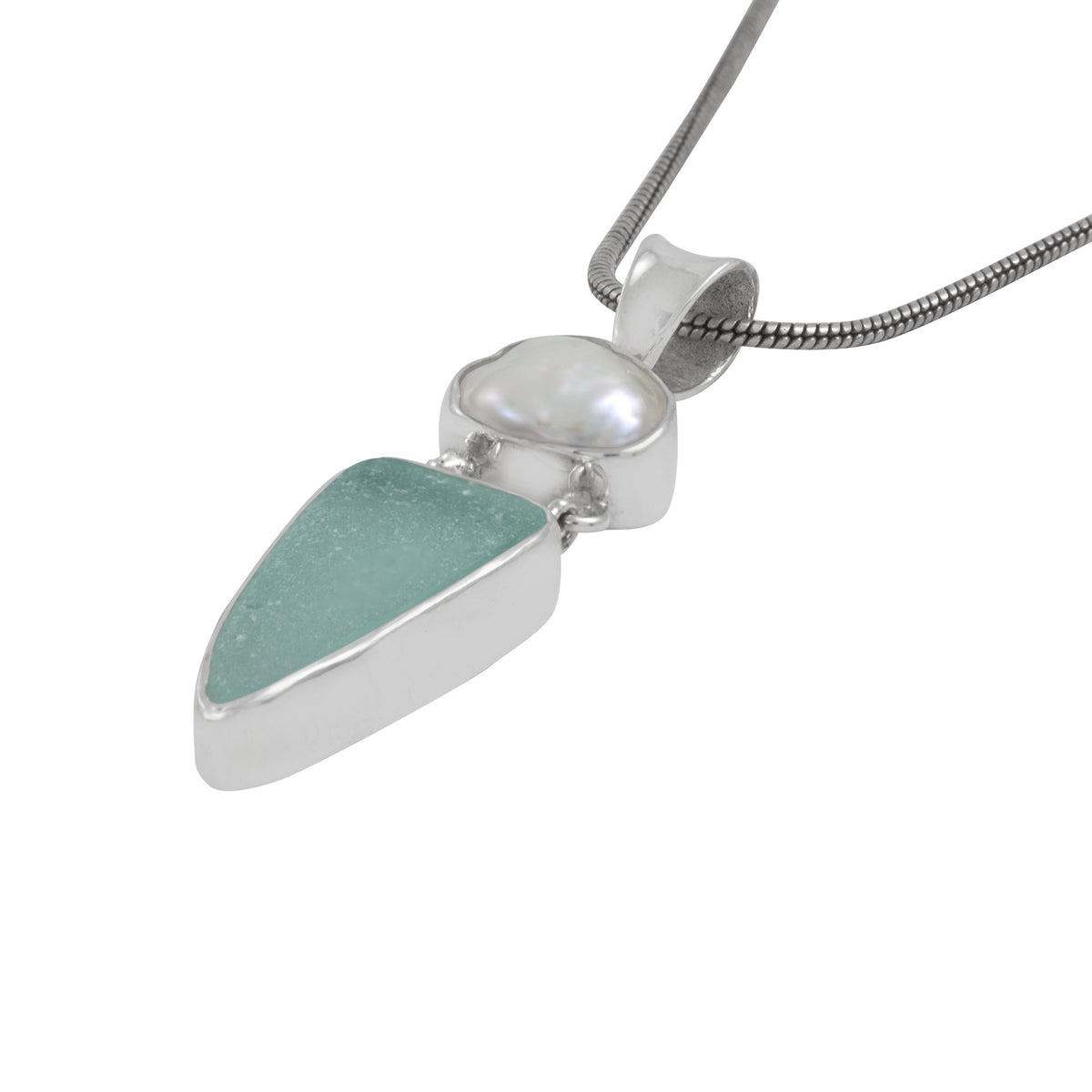 Beautiful Seaglass and Pearl Pendant