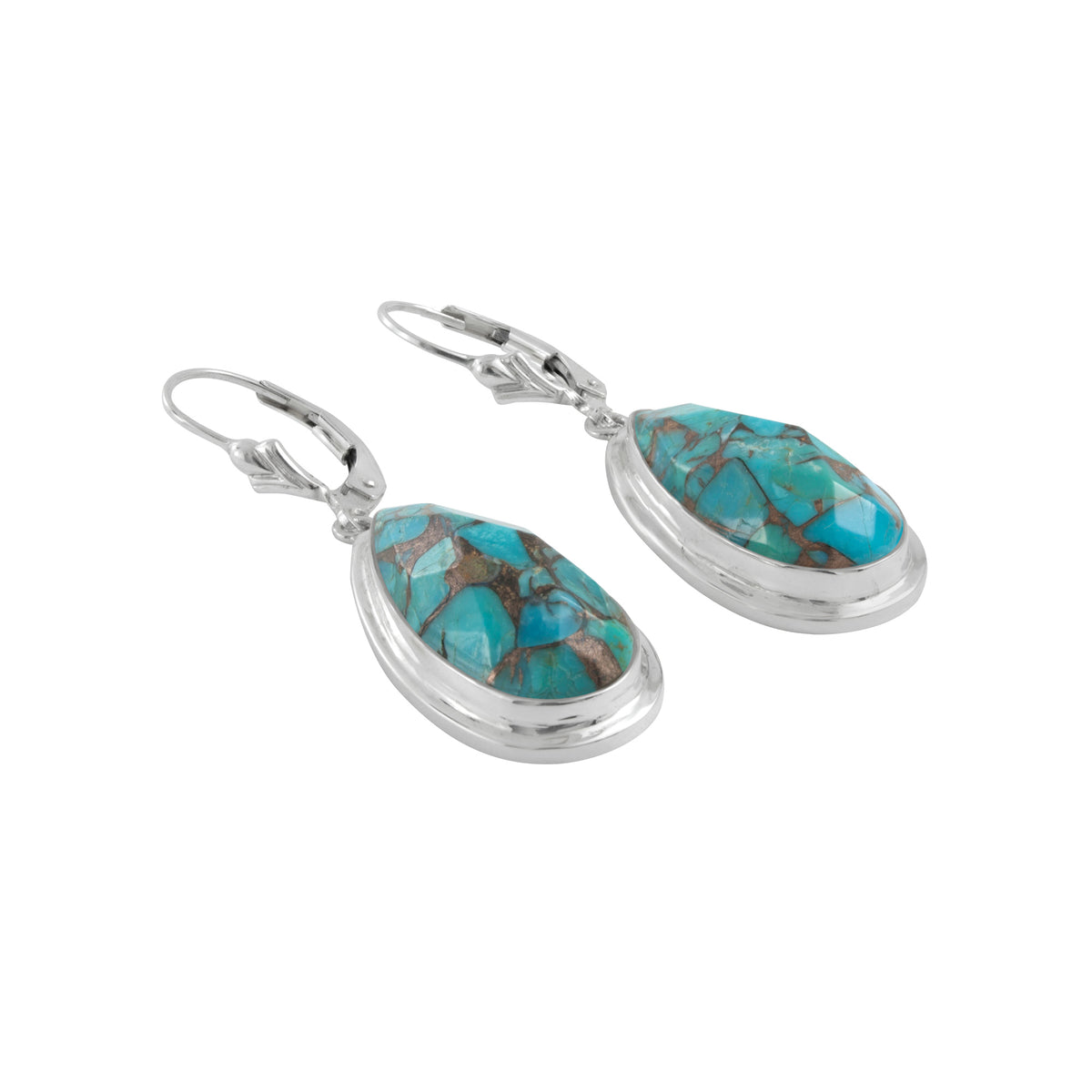 Silver Earring With Turqouise Mosaic Facet