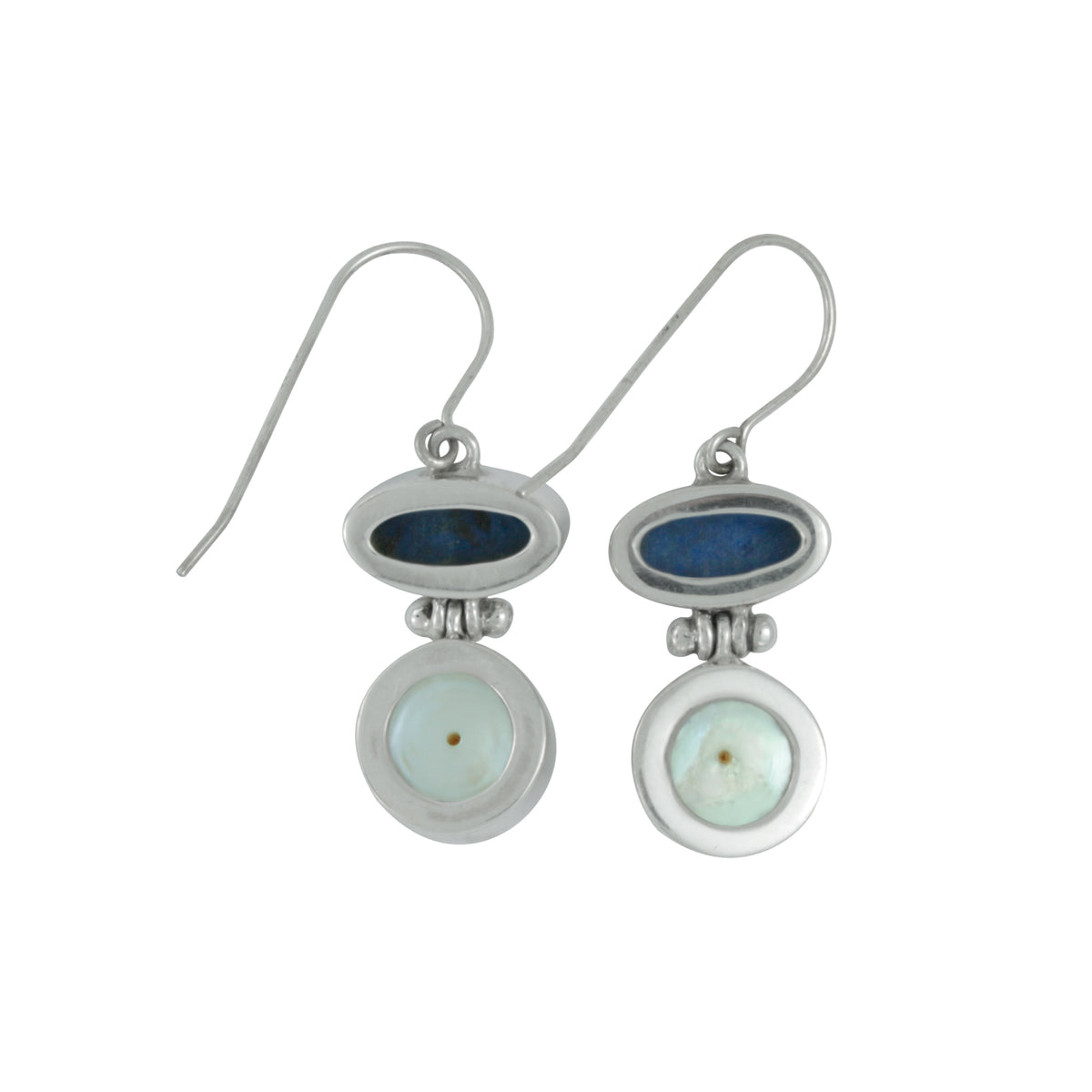 Every Day Elegance featuring Lapis and Pearl sterling silver earring
