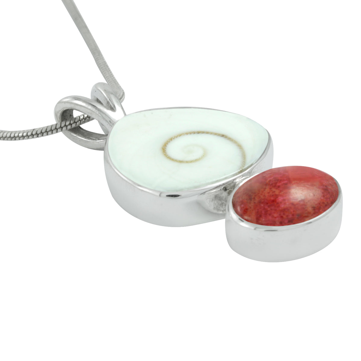 Coral &amp; Shiva Shell Pendant