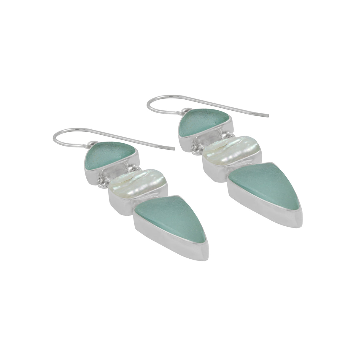 Exceptional Sea Glass and Pearl Earrings