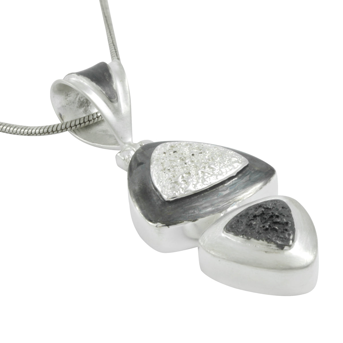 Silver Pendant With  2 Texture Component Triangle