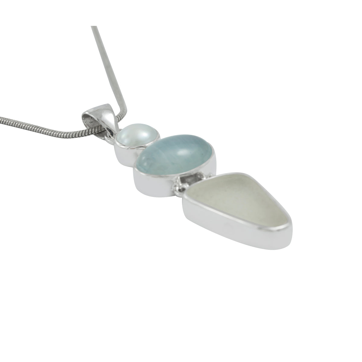 Gorgeous Sea Glass Pendant with Blue Selinite